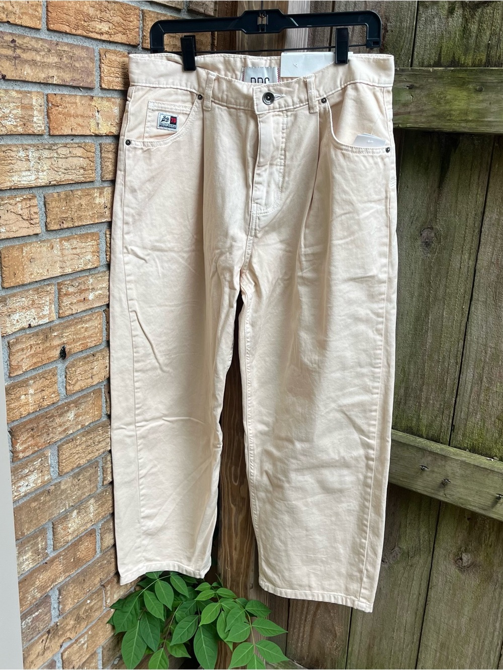 BDG Ivory Pleated Dad Fit Wide Leg Pants